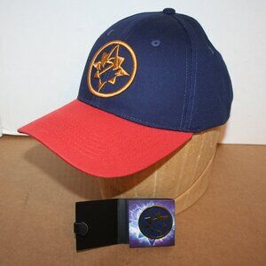 The Marvels Blue/Red Trucker Embroidered Snapback Ball Hat W Pin NWT